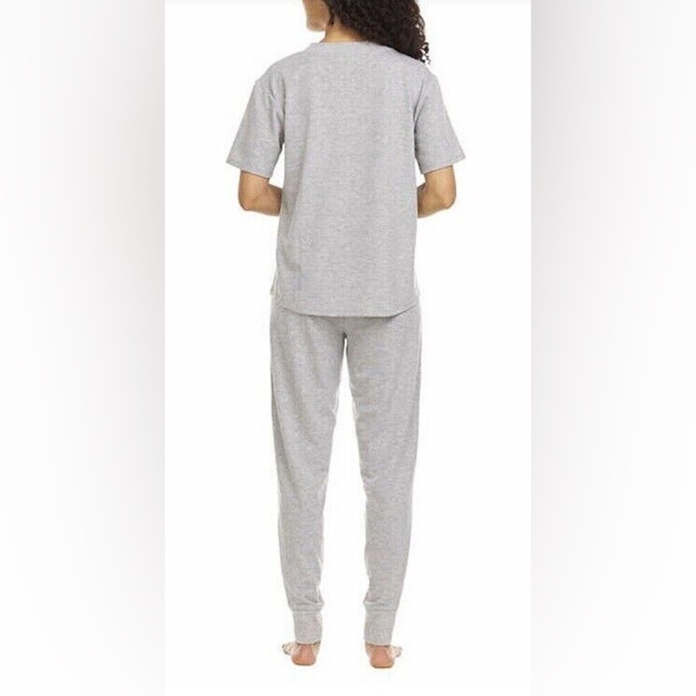 Flora Nikrooz French Terry 3 Piece Lounge Set Top Jogger Short Gray Sleepwear - Picture 2 of 4